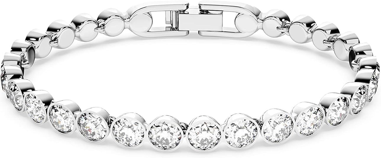 Swarovski Tennis Bracelet and Earring Jewelry Collection, Rhodium Finish, Clear Crystals | Amazon (US)