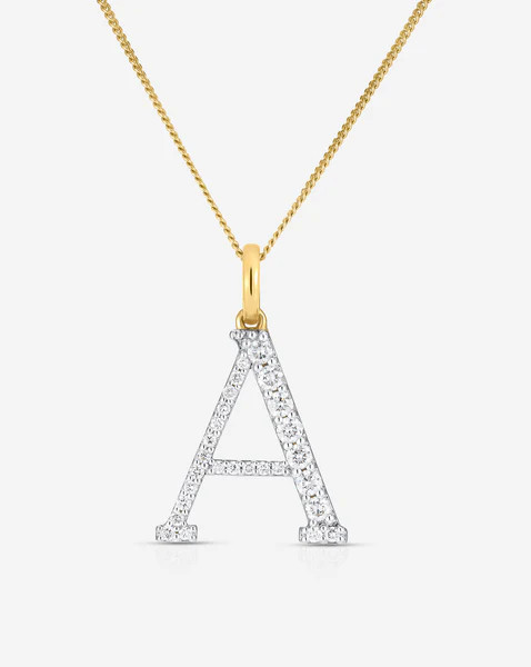 Large Diamond Initial Pendant Necklace | Ring Concierge