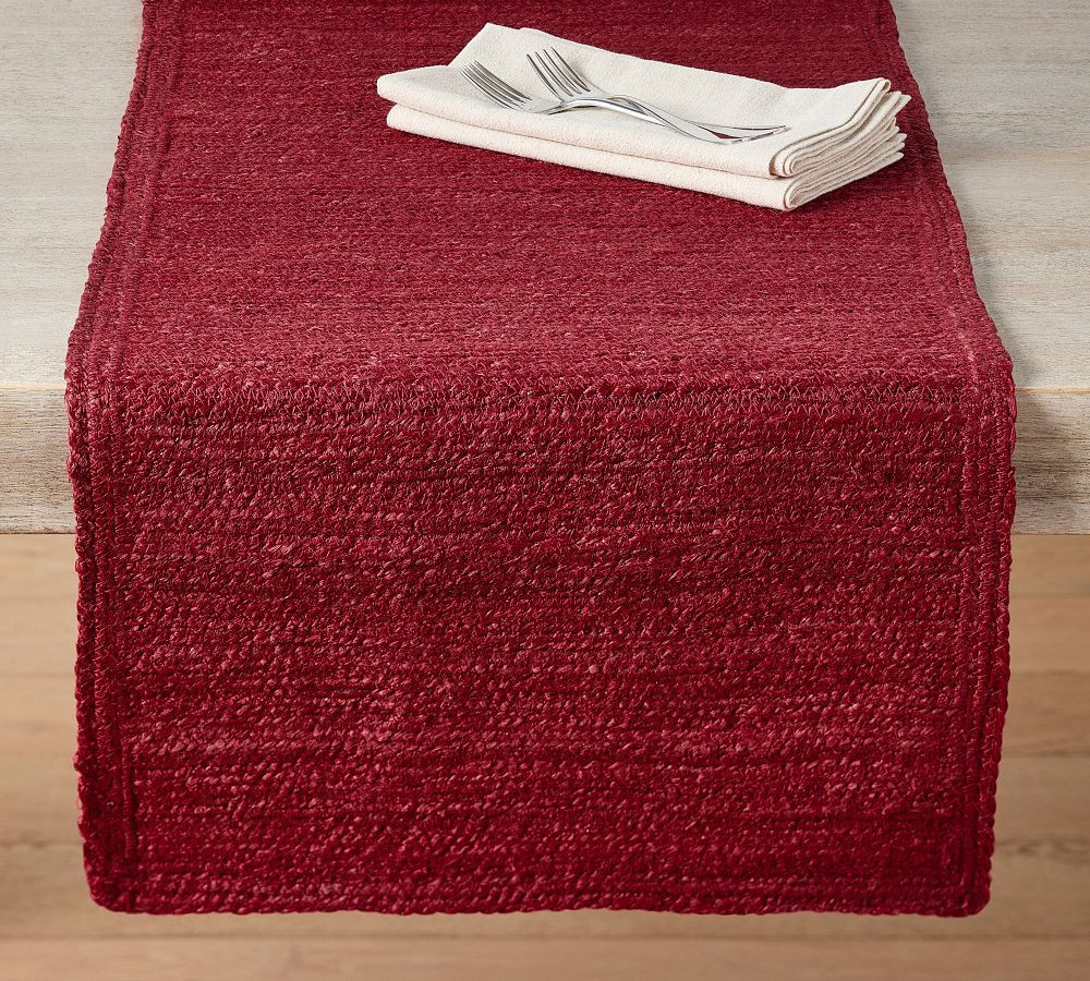 Colton Jute Table Runner, 18x108"" - Red | Pottery Barn (US)