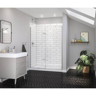 Reveal Sleek 59 in. W x 71.5 in. H Pivot Frameless Alcove Shower Door in Chrome | The Home Depot