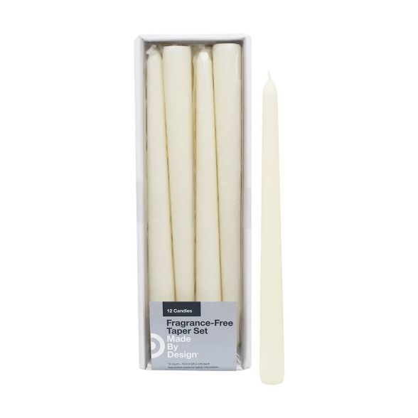 10" 12pk Unscented Taper Candle Set - Made By Design™ | Target