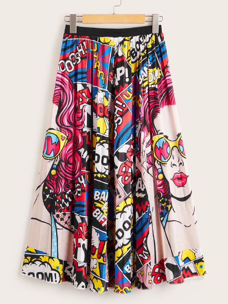 Pop Art Print Full Length Skirt | SHEIN