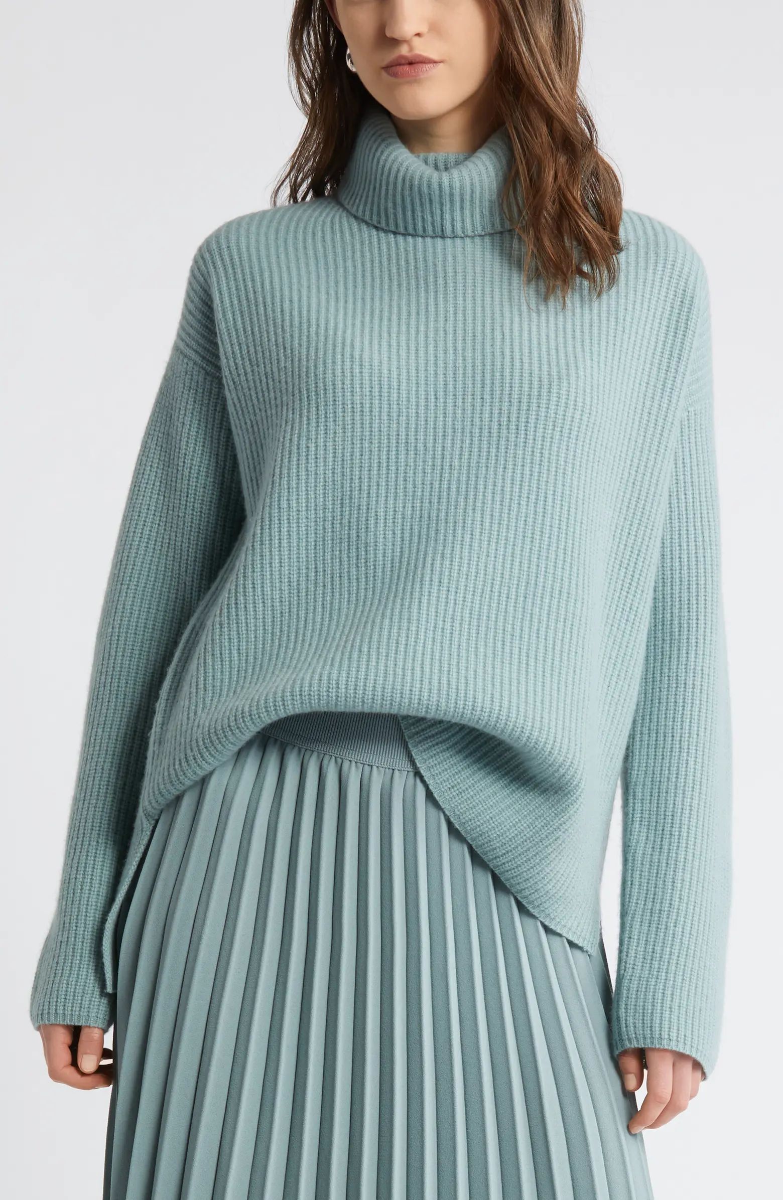 Wool & Cashmere Rib Turtleneck Sweater | Nordstrom