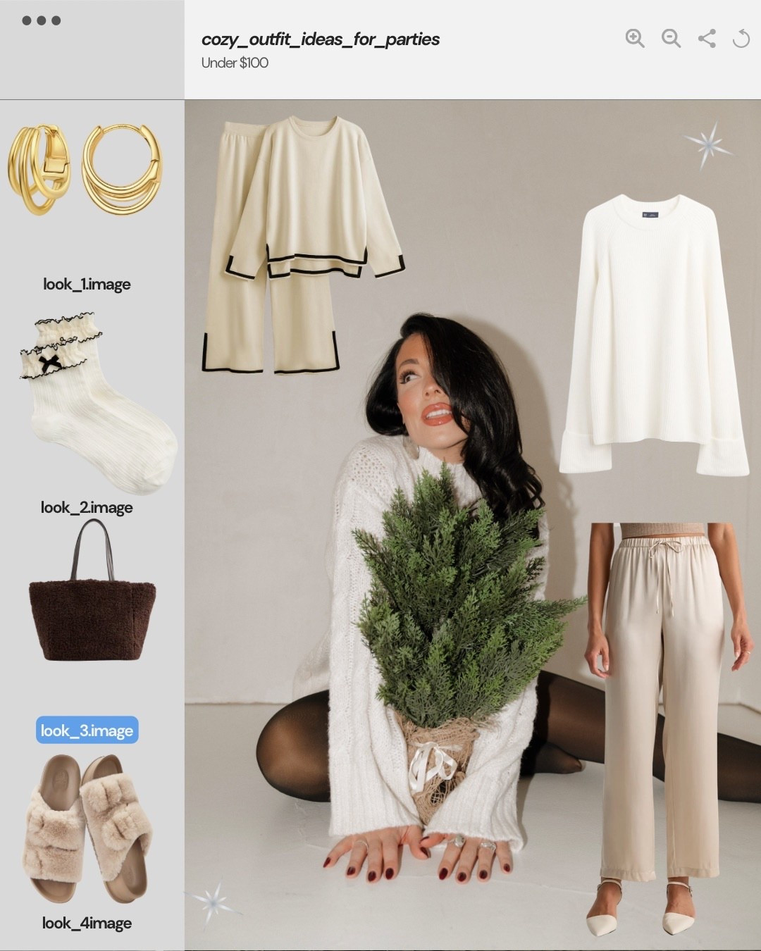 Cozy outfit ideas for the holiday season! 
Amazon lounge set 
Satin pants 
White knit sweater 
Amazon accessories 
Aerie socks 


#LTKHoliday #LTKGiftGuide #LTKootd