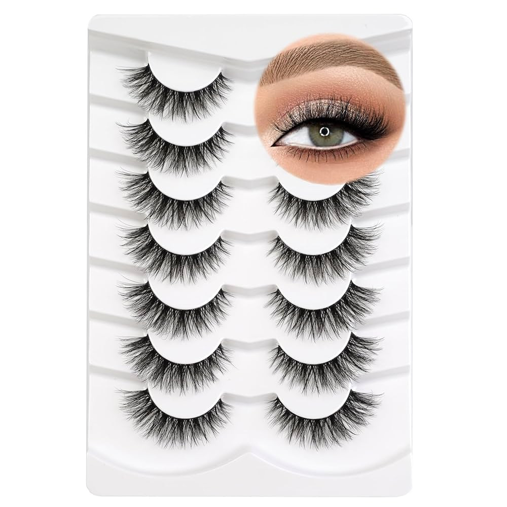 3D Clear Band Lashes Natural Soft Faux Mink Lashes C/D Curl Cat Eye Wispy Fake Eyelashes Short Cr... | Amazon (CA)