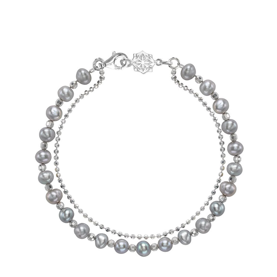 Dower & Hall Silver Dove Grey Pearl Timeless Bracelet - BrandAlley | BrandAlley