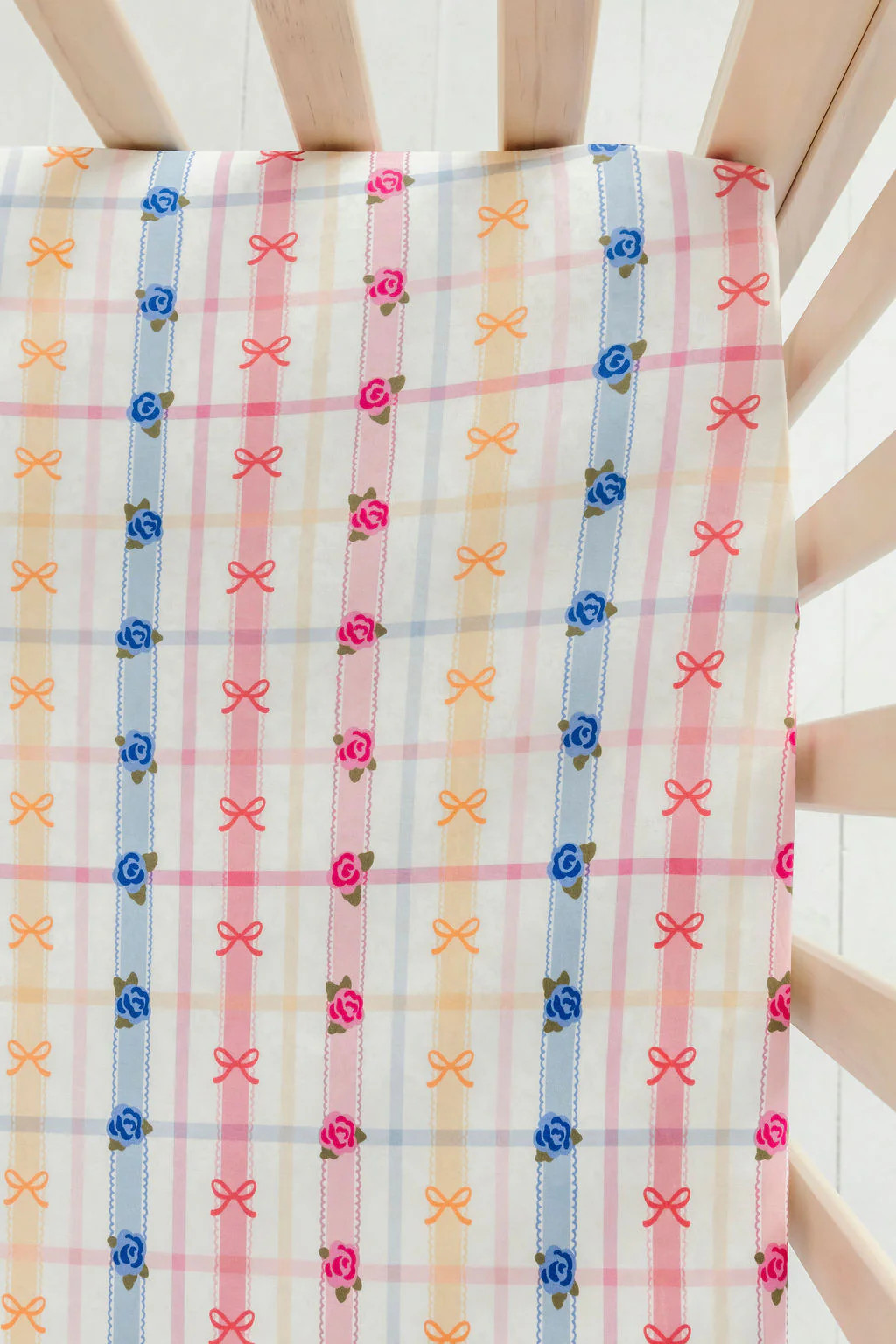 Floral Bow and Plaid Crib Sheet | In My Jammers