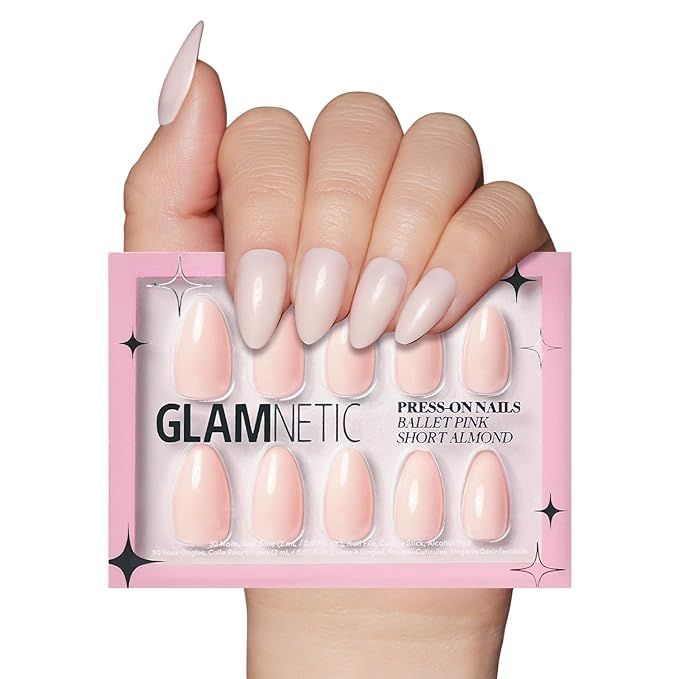 Glamnetic Press On Nails - Ballet Pink | Solid Opaque Light Blush Pink Short Almond Nails, Reusab... | Amazon (US)