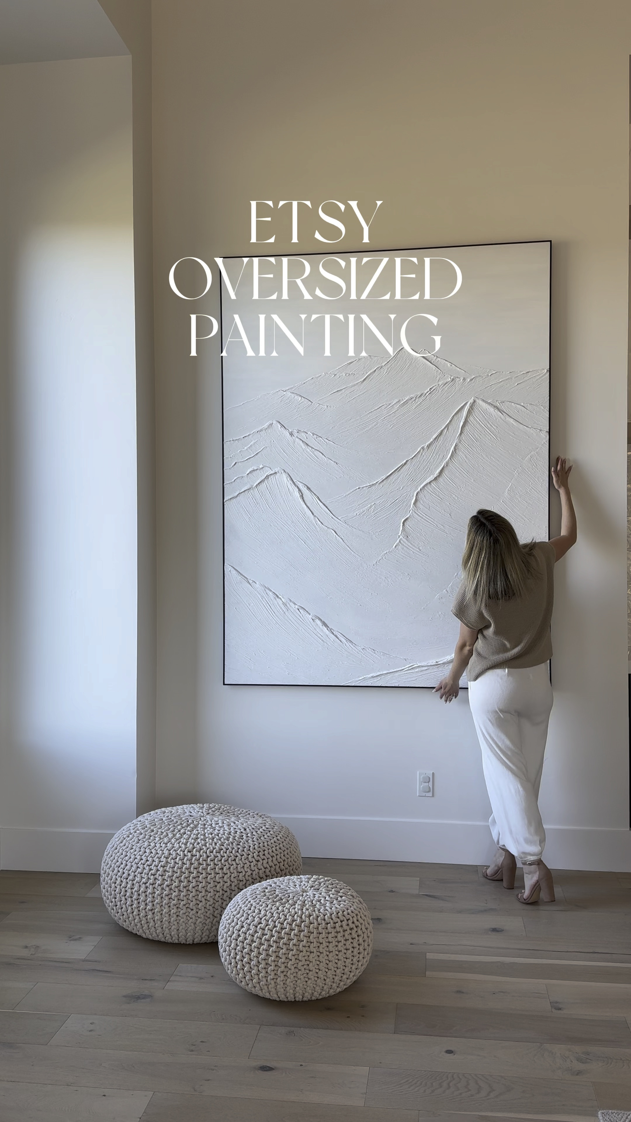 oversized etsy painting, extra large abstract art painting that comes in multiple sizes #LTKhome #LTKfamily

white abstract texture mountain oil painting! custom painted, hand painted. so happy with it! ours is the 60x80 (it’s huge!) with the black frame 

#LTKGiftGuide