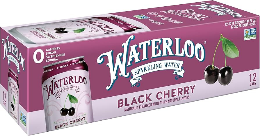 Waterloo Sparkling Water, Black Cherry Naturally Flavored, 12 Fl Oz Cans, Pack of 12 | Zero Calor... | Amazon (US)