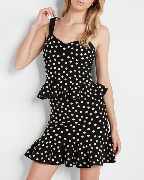 Polka Dot Sleeveless Peplum Sweater | Express