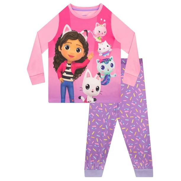 DreamWorks Girls Gabbys Dollhouse Long Sleeve Pajamas Sizes 4-10 | Walmart (US)