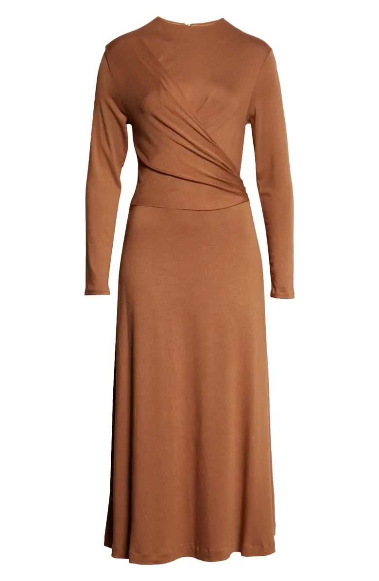 Long Sleeve Drape Front Knit Midi Dress | Nordstrom