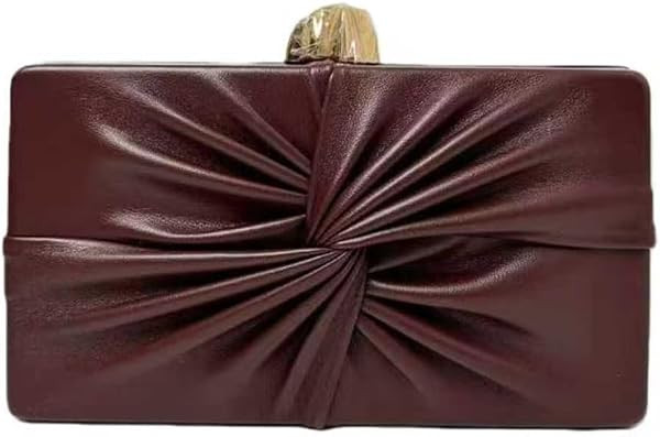 PU Leather Clutch Purse Vintage Ruched Evening Bag Unique Crossbody Handbag for Wedding Party Prom | Amazon (US)