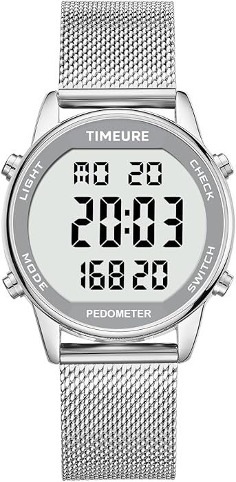 Women's Step Counter Pedometer Watch with Stainless Steel Bracelet, Stylish Design, No App, No Ch... | Amazon (US)