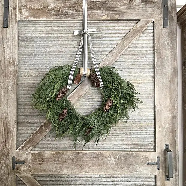 Weeping Cedar and Cone Wreath | Antique Farm House