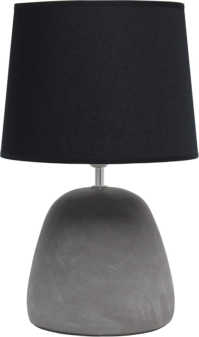 Simple Designs LT2058-BLK Round Concrete Table Lamp, Black 10.25"L x 10.25"W x 16.5"H | Amazon (US)