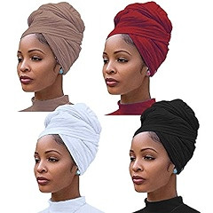 4 Pieces Stretch Jersey Turban Head Wrap Knit Headwraps Urban Hair Scarf Solid Color Ultra Soft E... | Amazon (US)