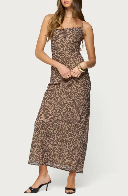 EDIKTED Ayanah Leopard Print Maxi Dress at Nordstrom, Size Small | Nordstrom