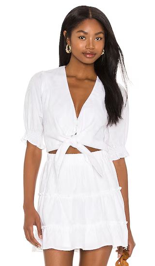 Kimmy Tie Top in White Tulips | Revolve Clothing (Global)
