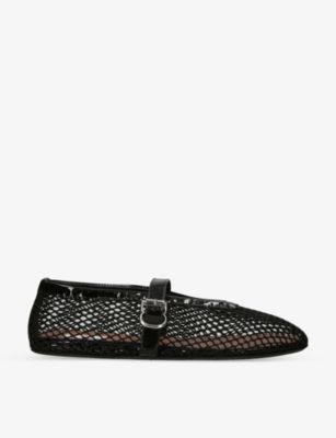 Rhinestone-embellished leather ballet flats | Selfridges