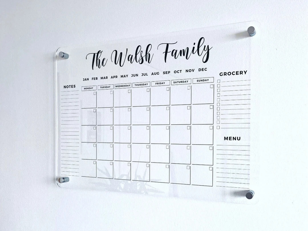 FREE PREVIEW Acrylic Family Planner Wall Calendar - Personalized Dry Erase Board, Dry Erase Calen... | Etsy (US)