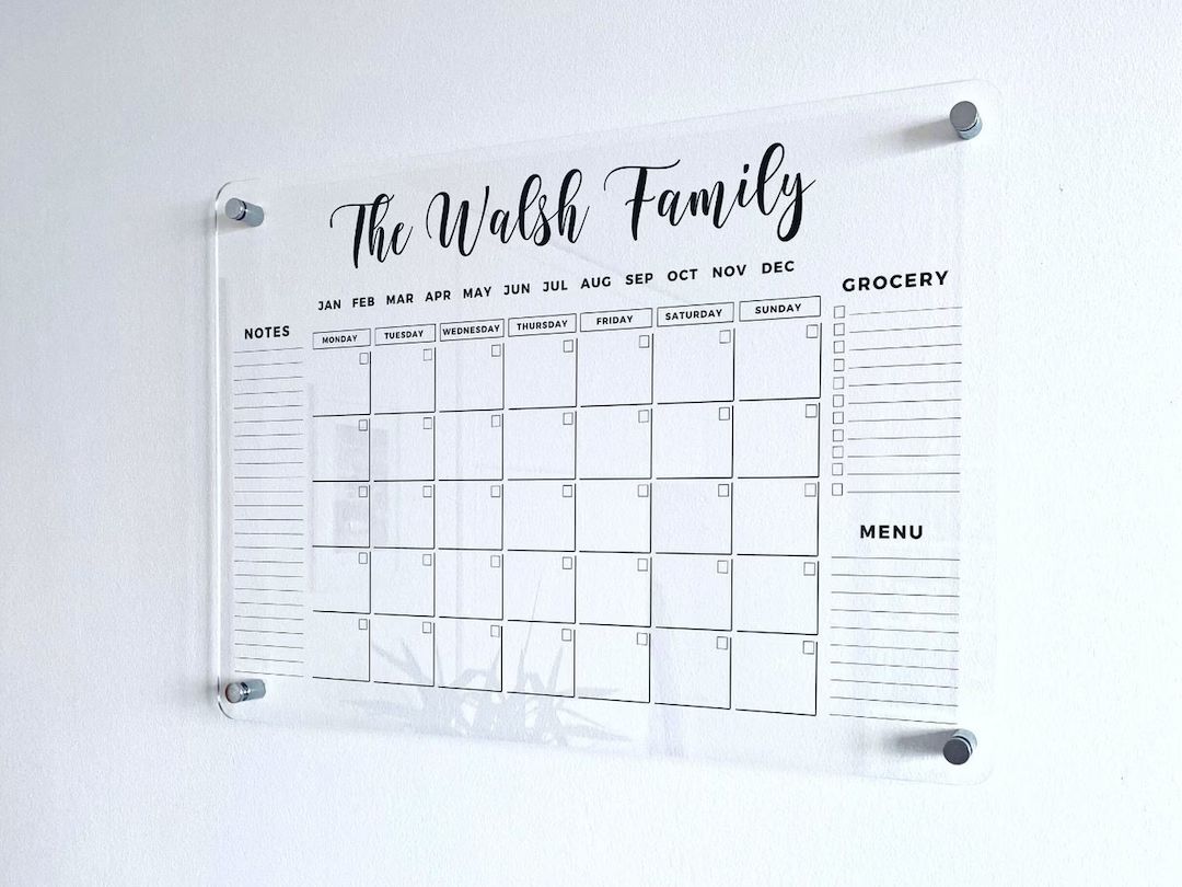 FREE PREVIEW Acrylic Family Planner Wall Calendar - Personalized Dry Erase Board, Dry Erase Calen... | Etsy (US)