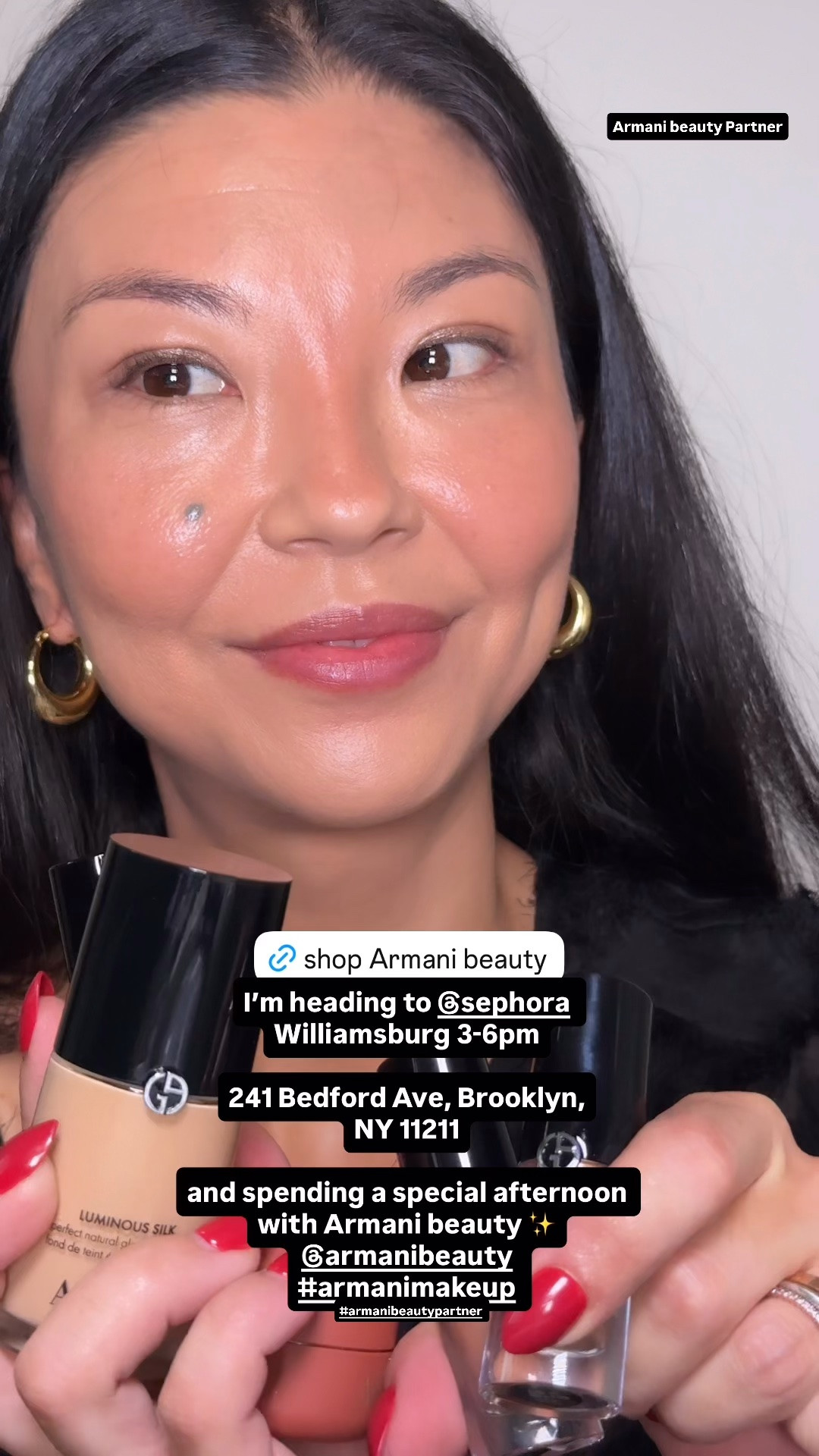 Today from 3-6pm I'm heading to @Sephora Williamsburg 

241 Bedford Ave, Brooklyn,
NY 11211
and spending a special afternoon with Armani beauty ✨
@armanibeauty #armanimakeup #armanibeautypartner

#LTKgrwm #LTKselfcare #LTKdayinmylife