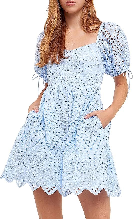 English Factory Eyelet Scallop Edge Mini Dress | Amazon (US)