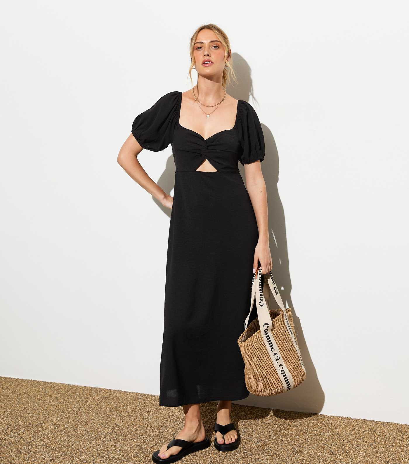 Black Twist Front Midi Dress
						
						Add to Saved Items
						Remove from Saved Items | New Look (UK)