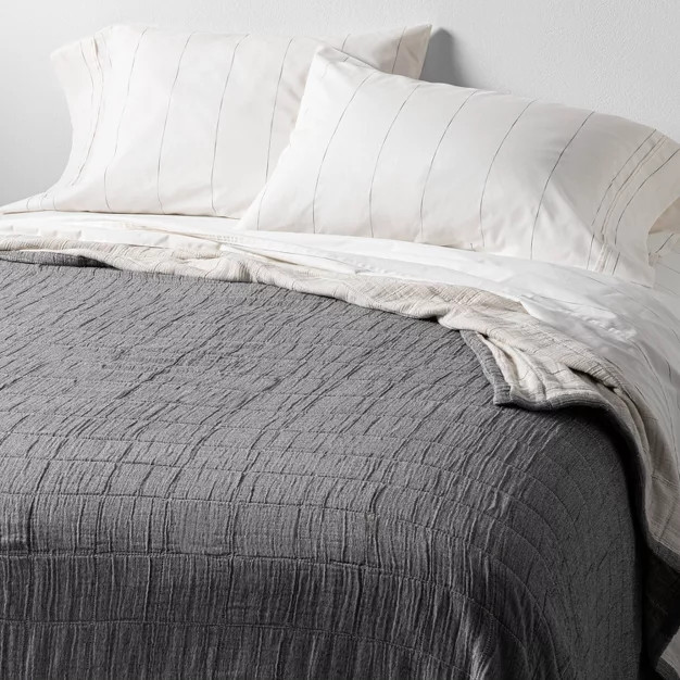 Full/Queen Matelassé Quilted Coverlet Gray - Hearth & Hand™ with Magnolia | Target