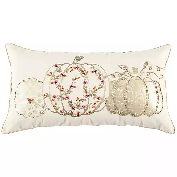 Gold Foil Pumpkin Print Lumbar Pillow | Kirkland's Home