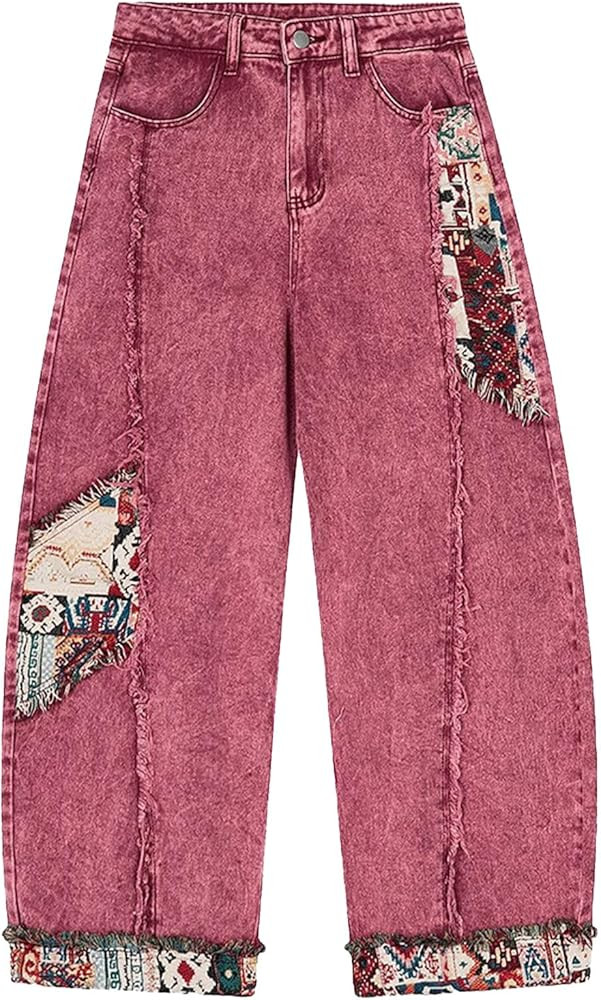 Aelfric Eden Womens Baggy Jeans Patchwork Barrel Jeans Vintage Y2k Wide Leg Streetwear Denim Pant... | Amazon (US)