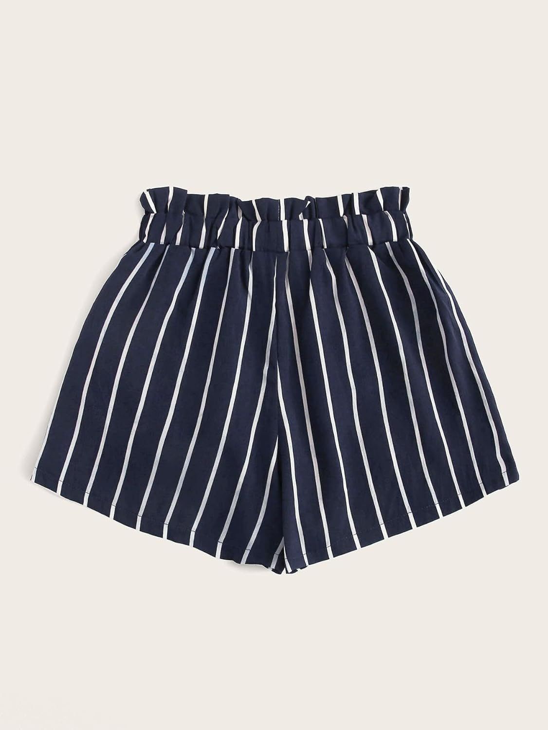 Summer Womens Casual Shorts Striped Self-Tie Paperbag Shorts Home Comfy for Running Office Beach | Amazon (US)