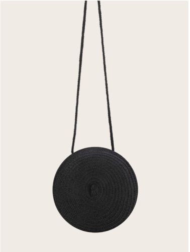 Black Mini Straw Circle Bag | eBay AU