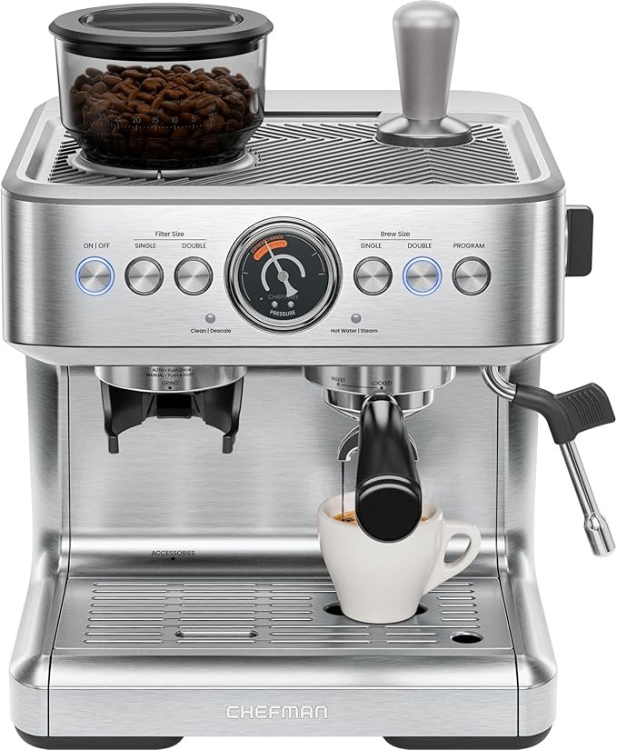 Chefman Crema Supreme 15 Bar Espresso Machine with Milk Frother, Barista Steam Wand, Professional... | Amazon (US)