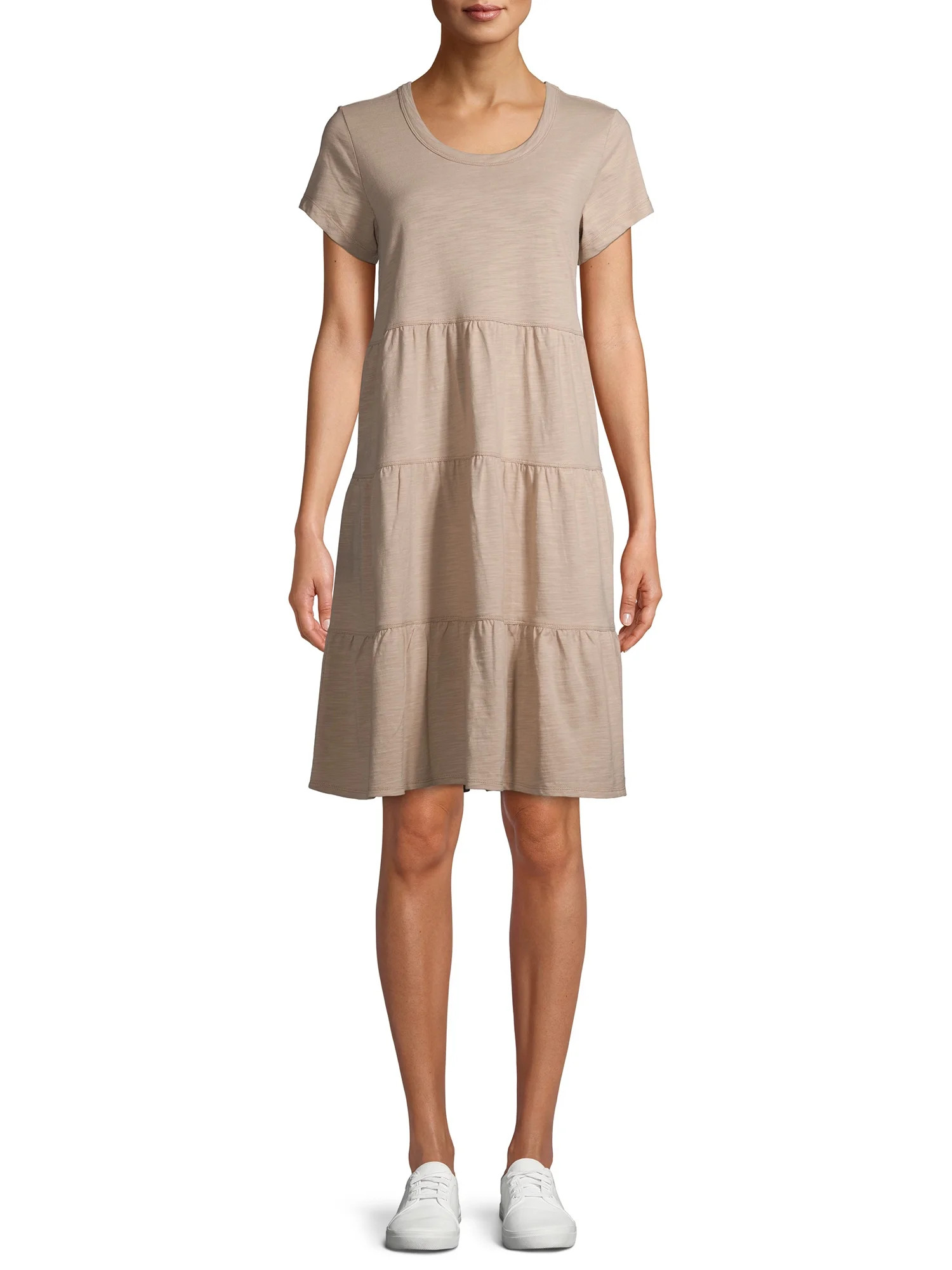 Time and Tru Women's Tiered Knit Dress | Walmart (US)