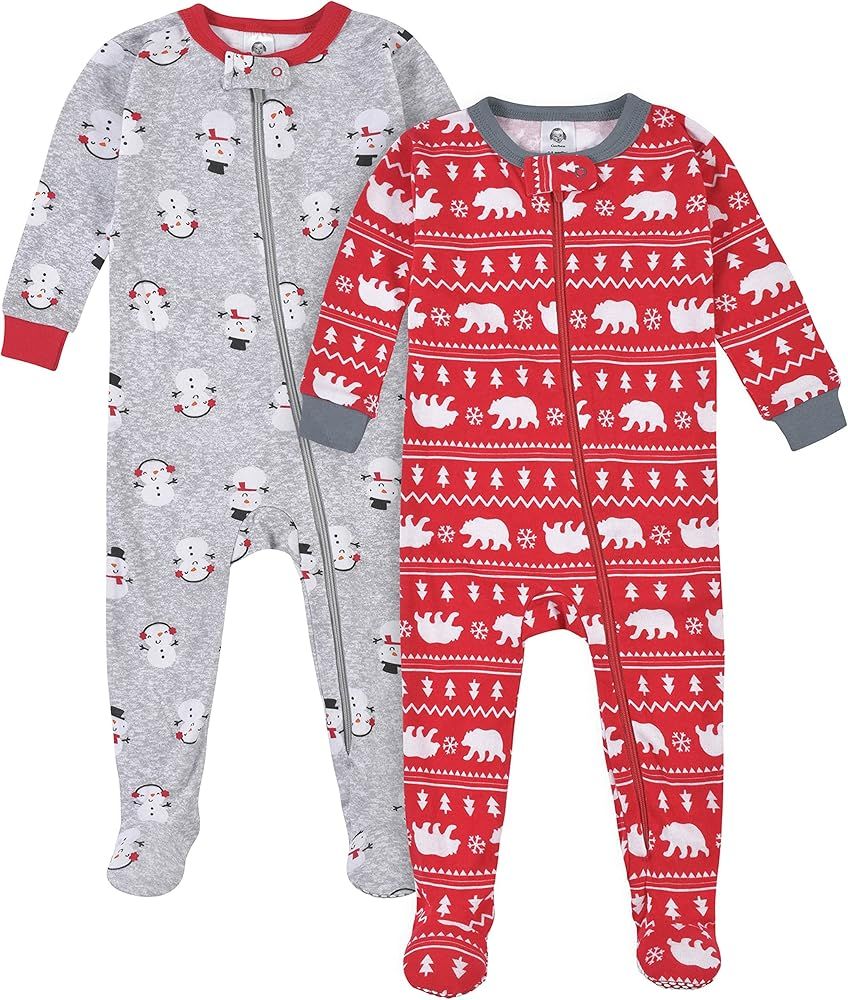 Gerber Unisex-Baby Holiday 2-Pack Snug Fit Footed Cotton Pajamas | Amazon (US)
