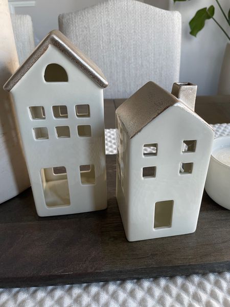 Found these cute Christmas neutral decor ceramic houses from Walmart! You can buy a few to make your own Christmas village or use a few to add to a dining room tables-cape like I have! 

#LTKHoliday #LTKSeasonal #LTKhome