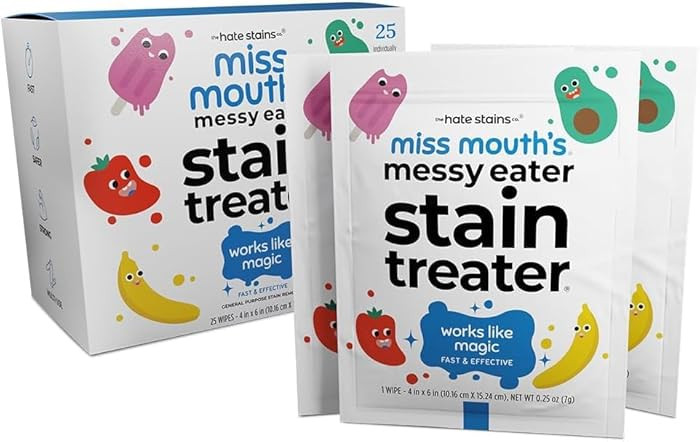 Miss Mouth's Messy Eater Stain Treater Wipes - 25 Pack Stain Remover - Newborn & Baby Essentials ... | Amazon (US)