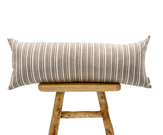 Extra Long Lumbar Pillow, Bolster Pillow, Long Pillow, Hmong Pillow, Light Brown and white Decora... | Etsy (US)