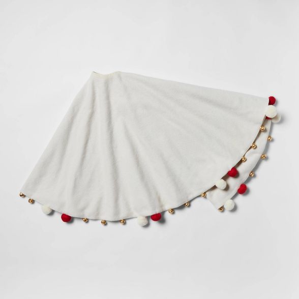50" Christmas Pom & Bell Tree Skirt White - Opalhouse™ | Target