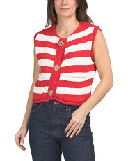 Sleeveless Repeat Crew Neck Sweater With Button Front Closure | Colors & Prints | Marshalls | Marshalls