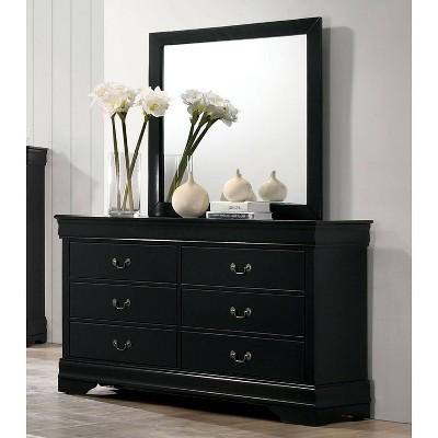 HOMES: Inside + Out Sliver Dresser and Mirror Set Black: Transitional Style, 6-Drawer Bedroom Furniture | Target