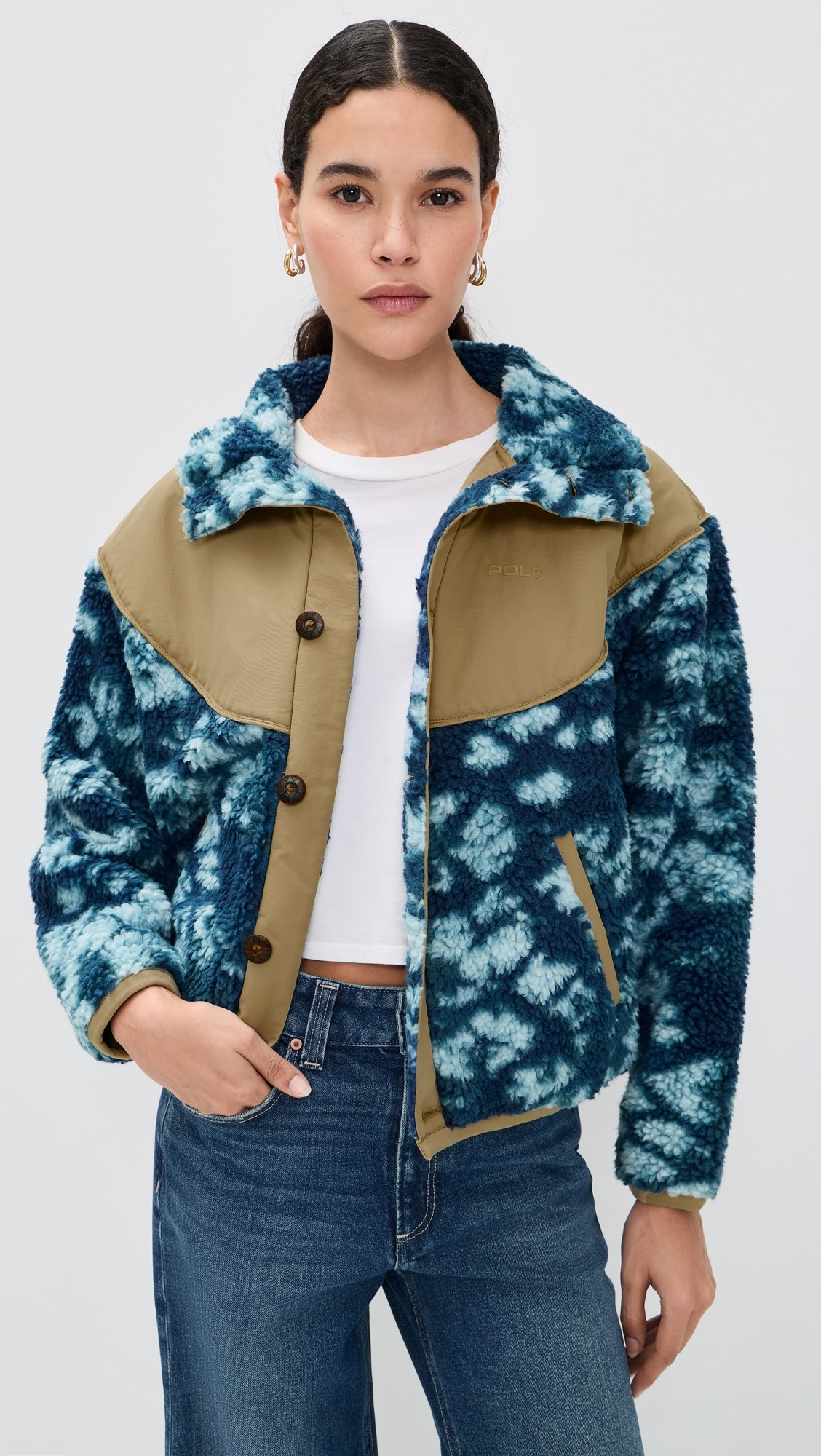 Jacquard Knit Long Sleeve Funnel Neck Jacket | Shopbop