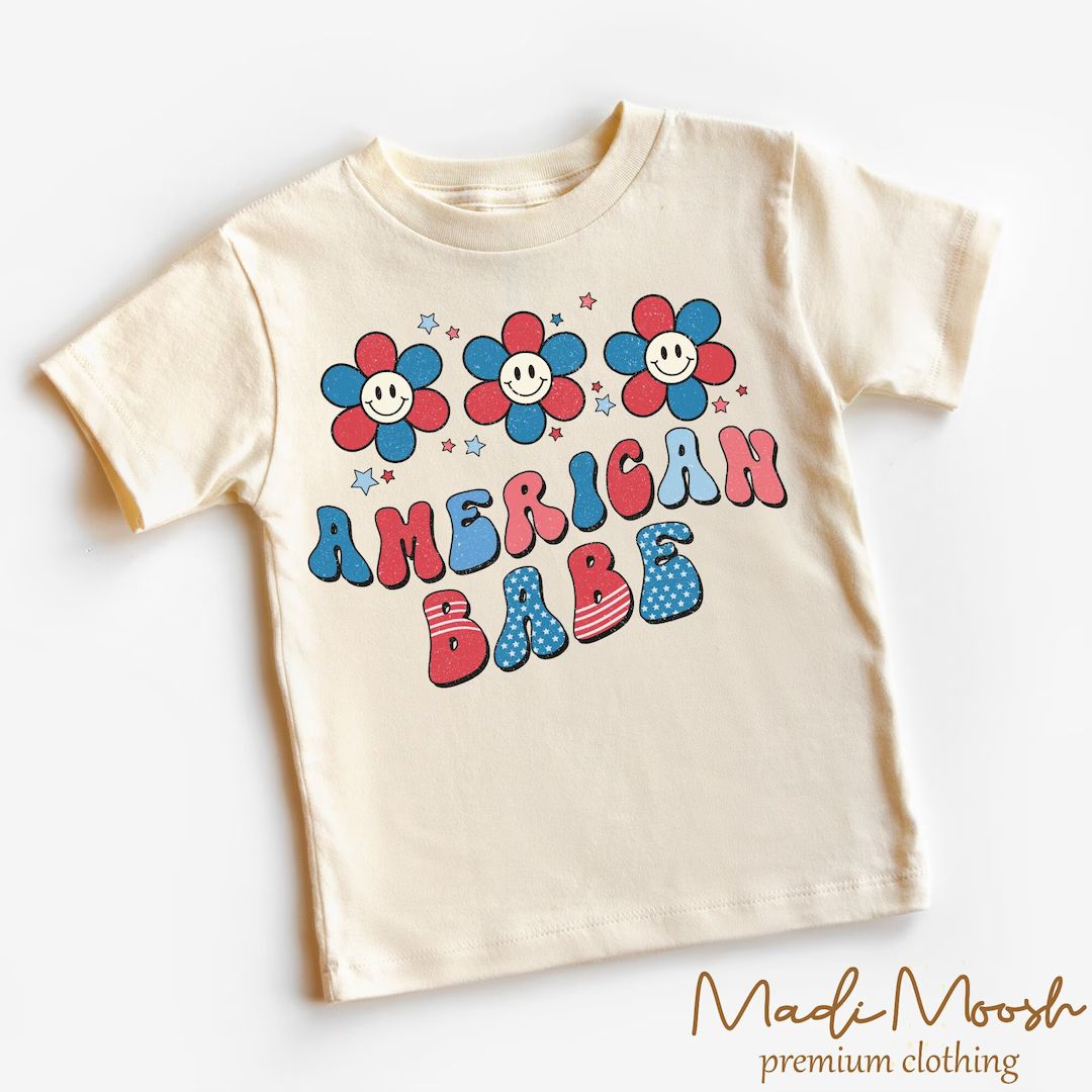 American Babe Kids Shirt - July Fourth Flowers Toddler Tee - Girls 4th Of July Kids Shirt | Etsy (US)