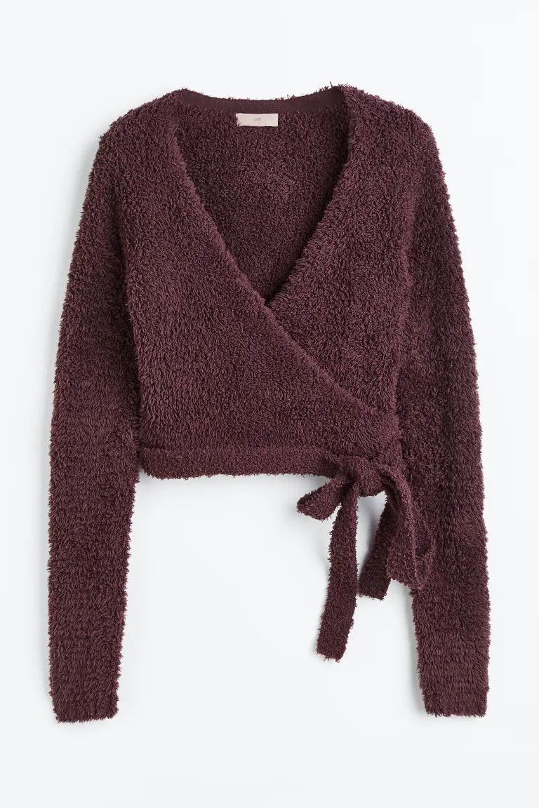 Wrapover Teddy Fleece Crop Cardigan | H&M (US + CA)