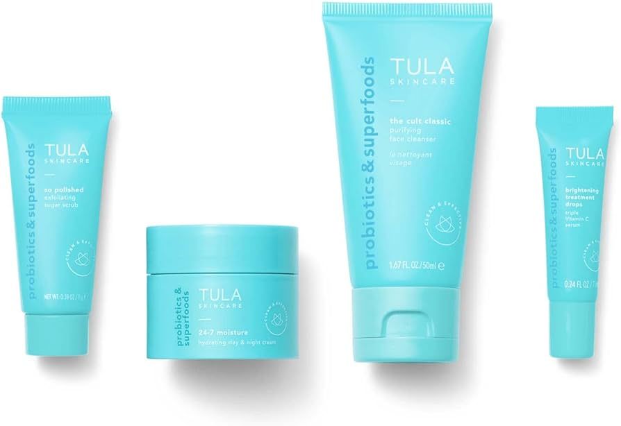 Tula Skin Care On the Go Best Sellers Travel Kit | Facial Cleanser, Day & Night Moisturizer, Suga... | Amazon (US)