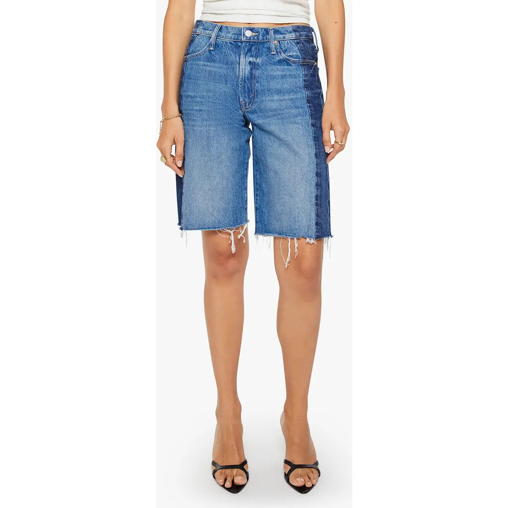 MOTHER The Maven Frayed Denim Bermuda Shorts in Double Stacked at Nordstrom, Size 29 | Nordstrom