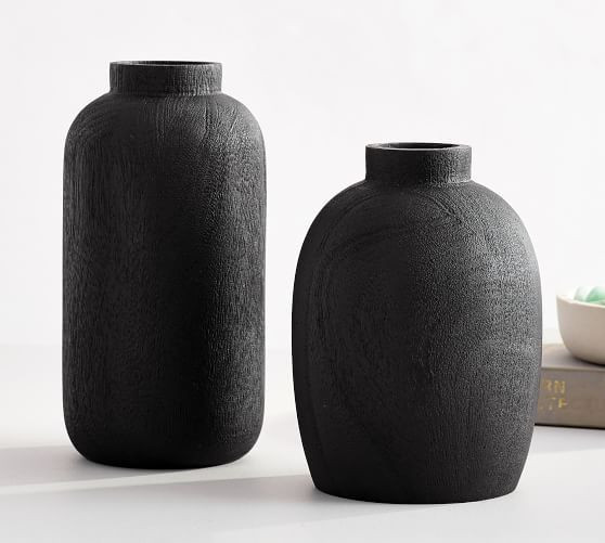 Black Mango Wood Vases | Pottery Barn (US)